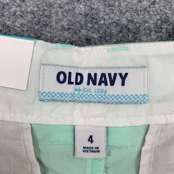 Old Navy Short Womens 4 Mint Embroidered Anchor Cotton Flat Front Low Rise Chino - Picture 4 of 11